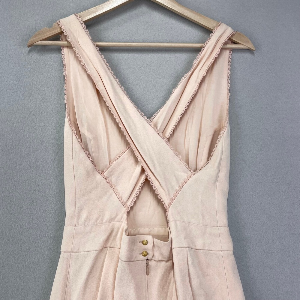 Sezane Alya Mini Dress Womens XS (36) Blush Pink Deep V Romantic Feminine - Picture 6 of 10